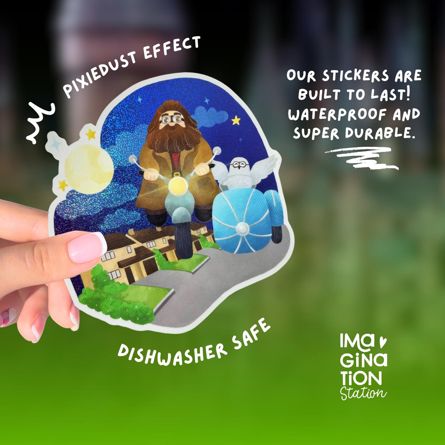 Hagrid Pixie Dust Vinyl Sticker | Waterproof Glossy| Wizard Magical Motorcycle Decal for Laptop, Water Bottle, Car