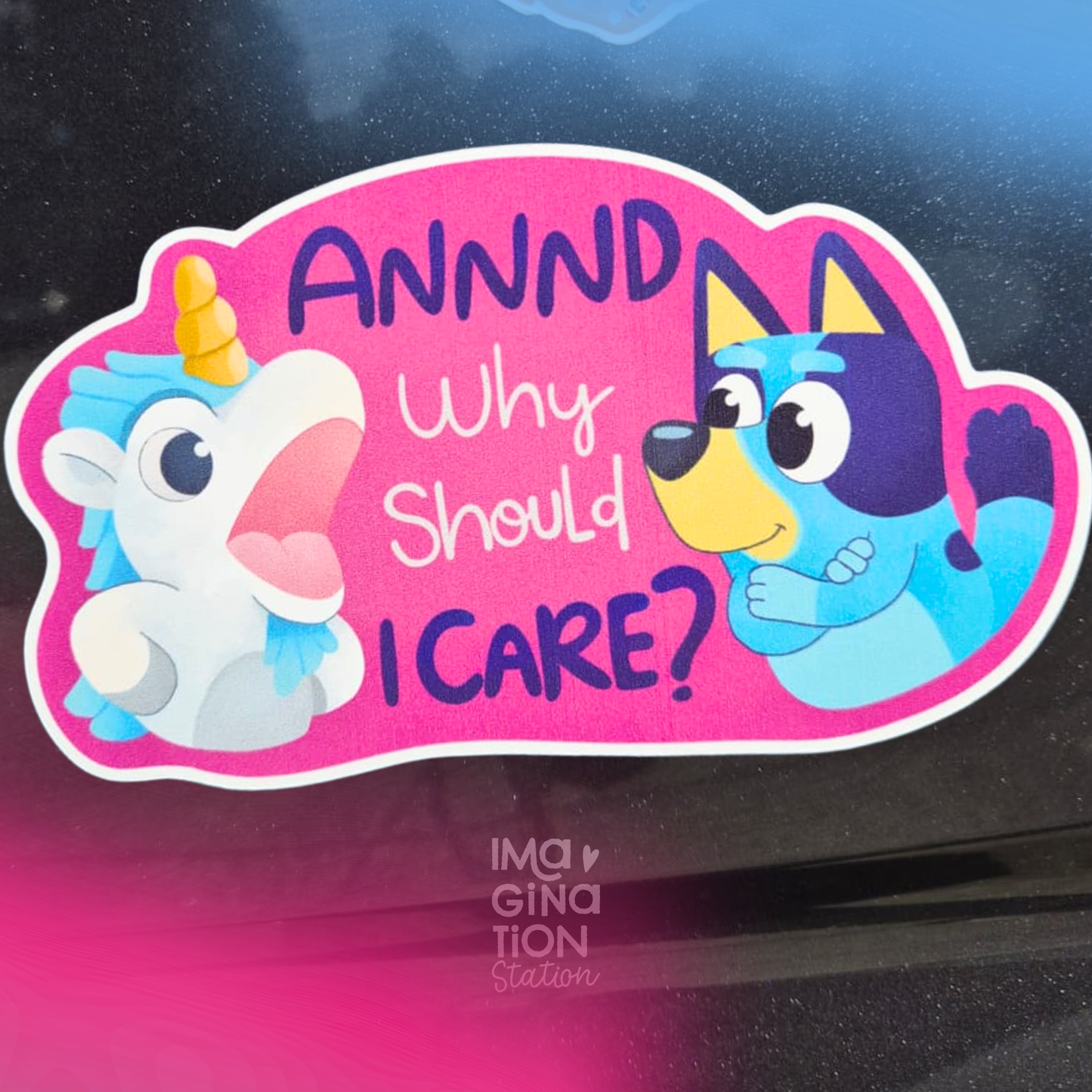 Bluey and Unicorse Car Magnet - Weatherproof Matte Vinyl