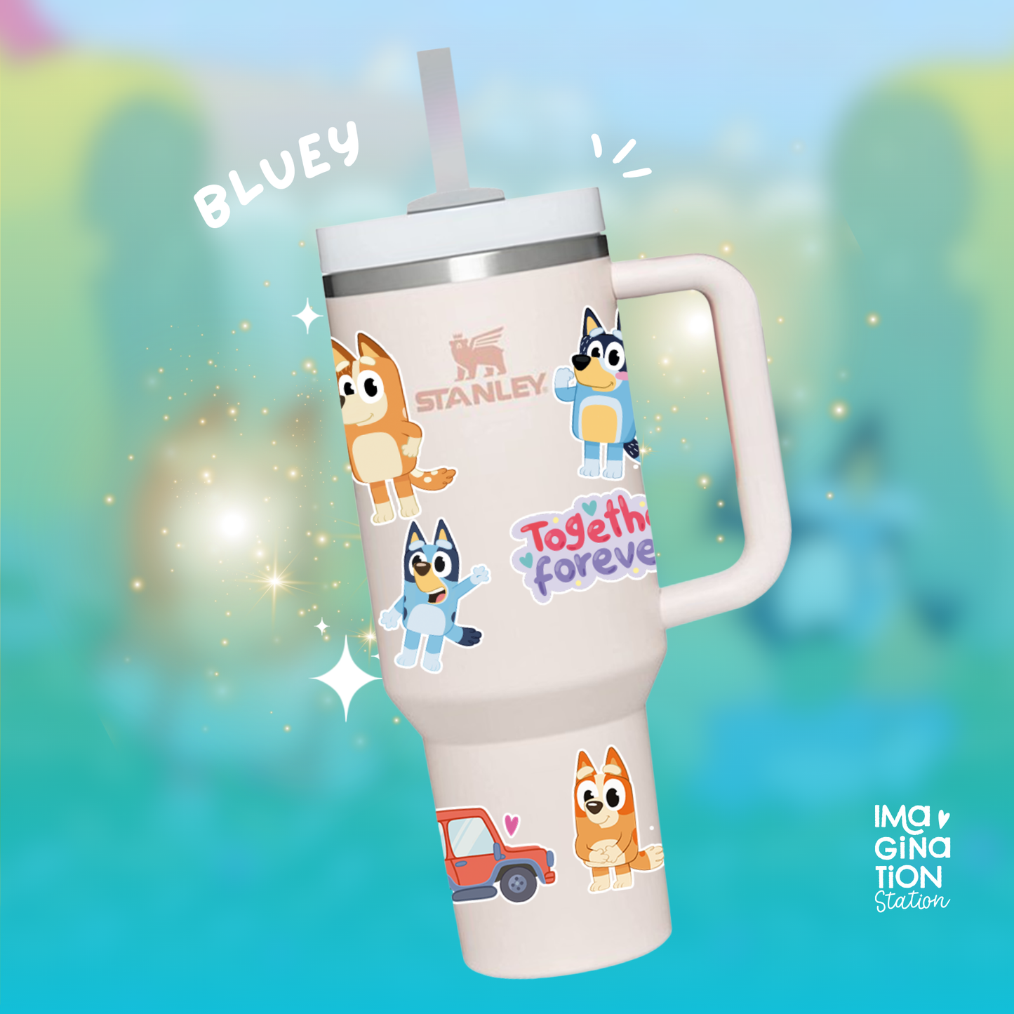 Personalized Bluey Tumbler Cup with Straw | Custom Kids Tumbler | Waterproof Tumbler Cup Gift