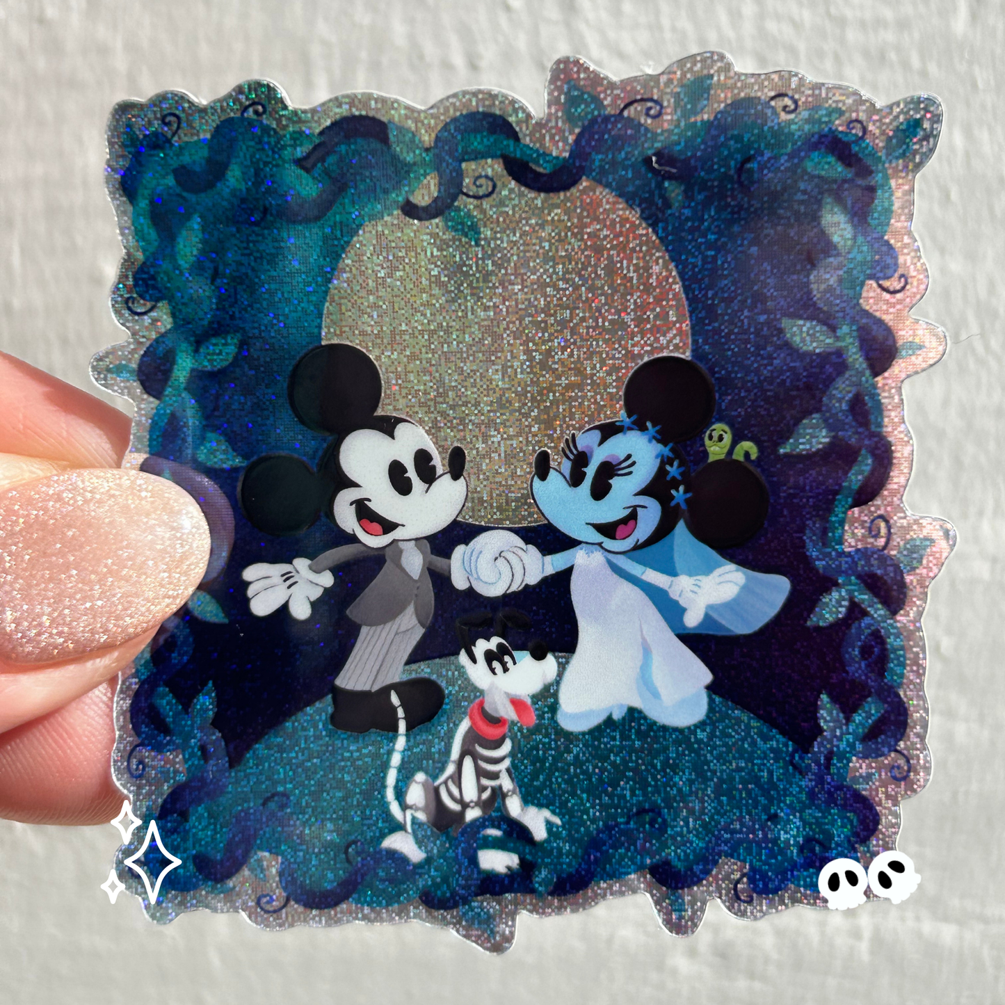 Mickey Minnie Corpse Bride Sticker | Tim Burton Disney Gothic Crossover Vinyl Decal