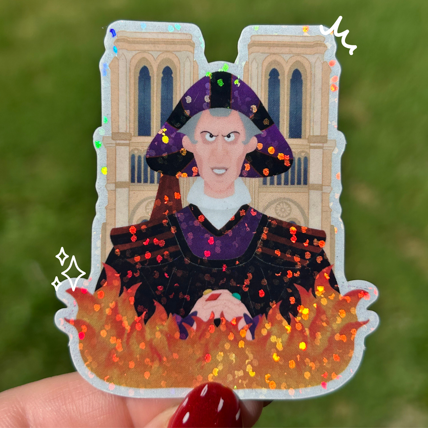 Frollo Hunchback Notre Dame Sticker | 2.2x2.6 Glitter Glossy Disney Villain Vinyl | Evil Judge Decal | Laptop Tumbler Journal Decor