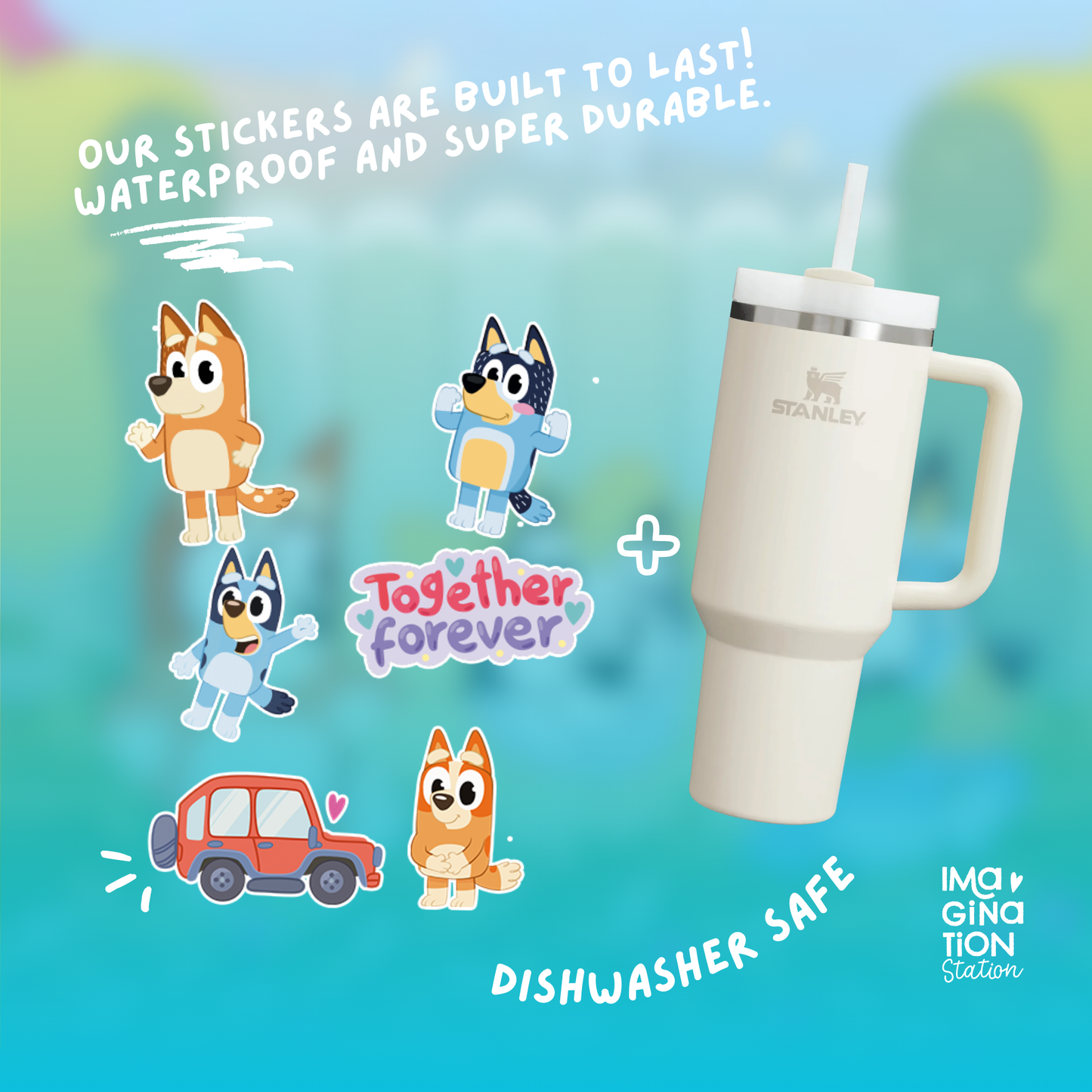 Personalized Bluey Tumbler Cup with Straw | Custom Kids Tumbler | Waterproof Tumbler Cup Gift
