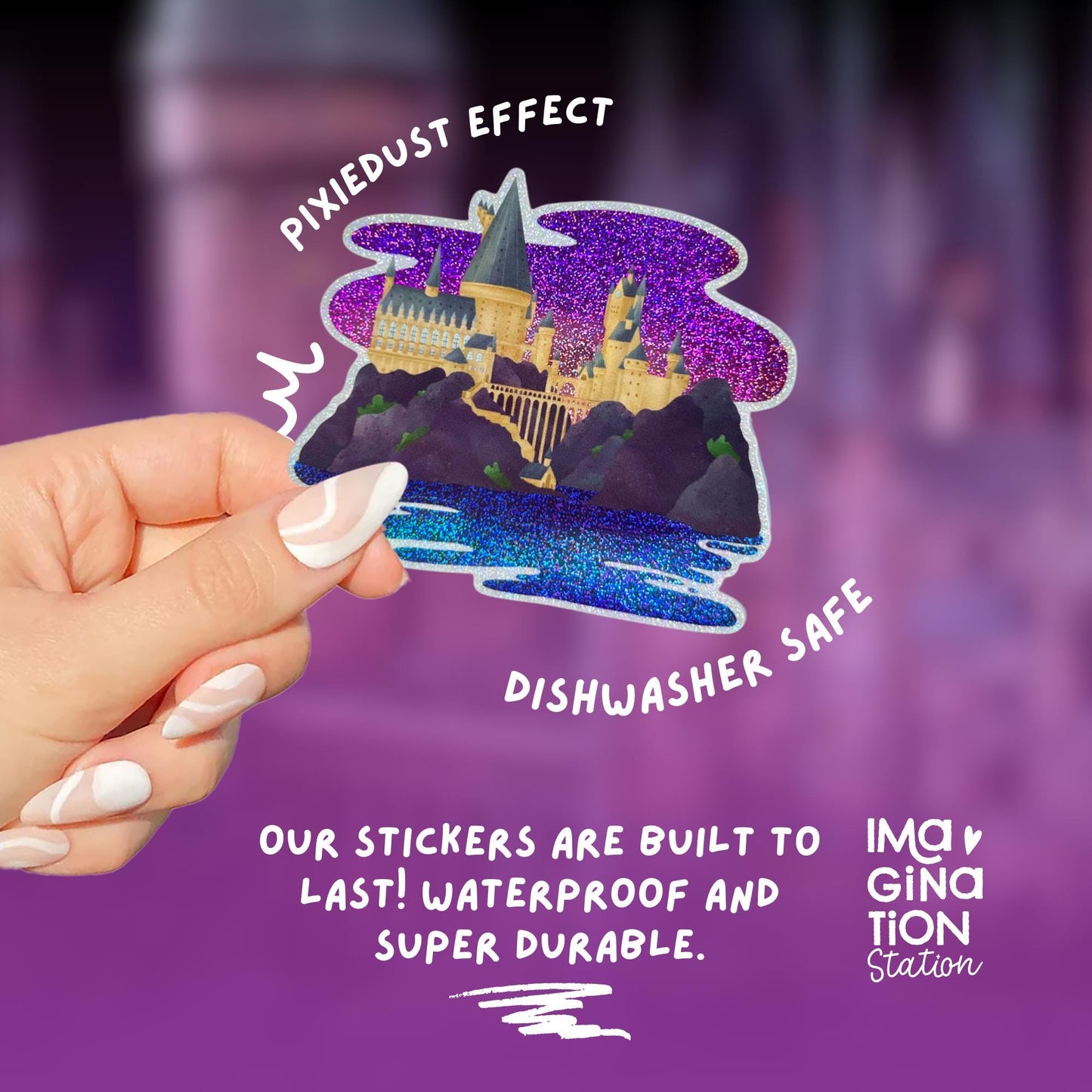Hogwarts Castle Pixie Dust Sticker – Waterproof Glossy Vinyl Decal for Laptop, Tumbler & Journal
