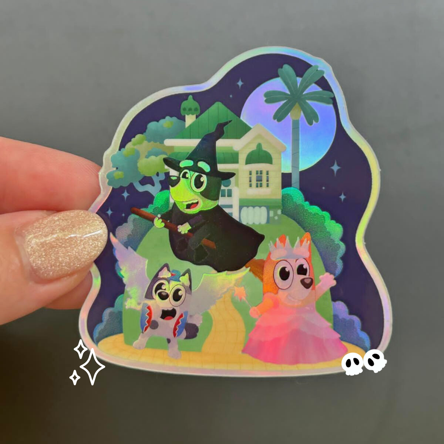 Bluey, Bingo & Muffin Wicked Halloween Holographic Stickers