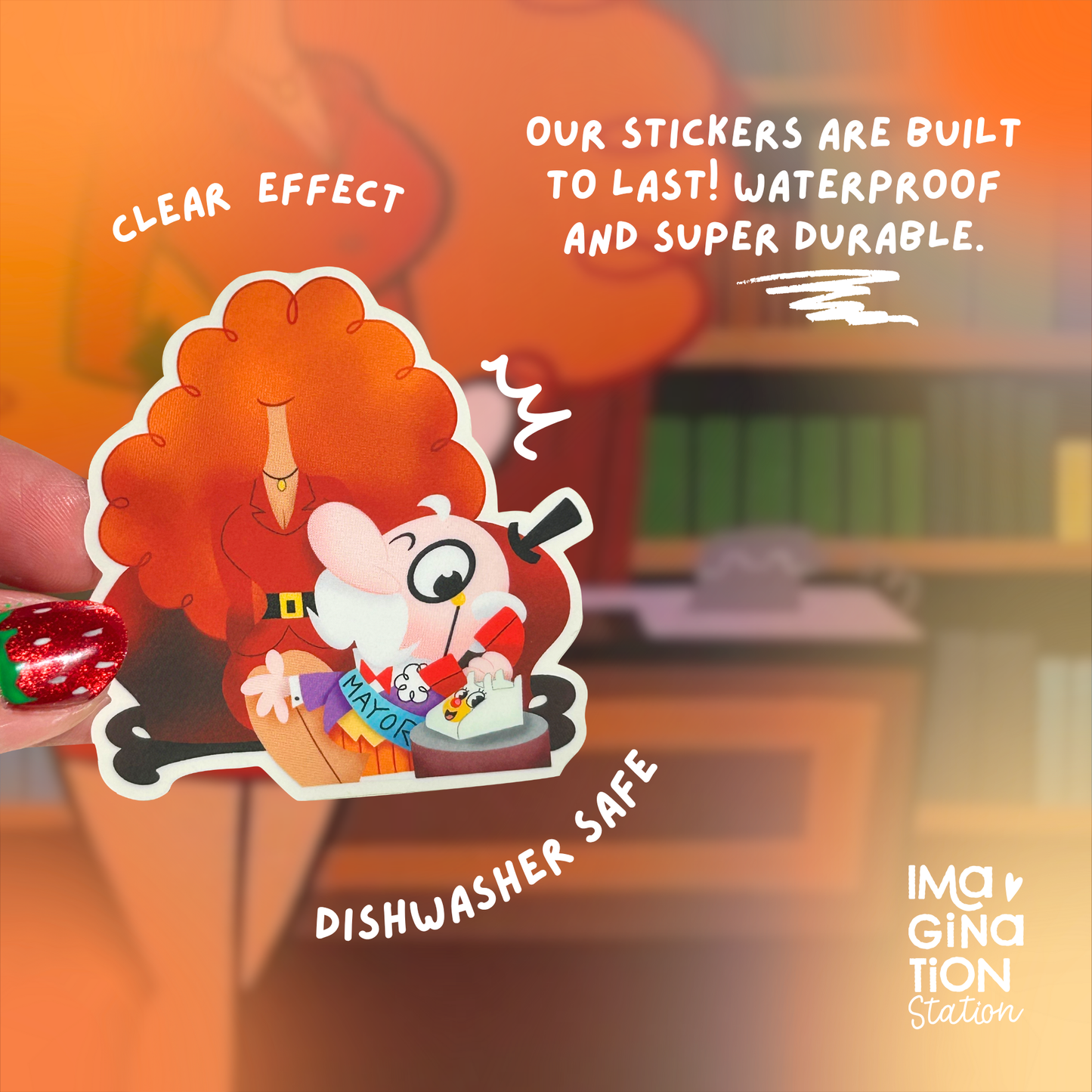 Retro Mayor Sticker | Transparent Matte Vinyl Powerpuff Decal | Nostalgic Cartoon Fan Art | Waterproof Laptop Sticker