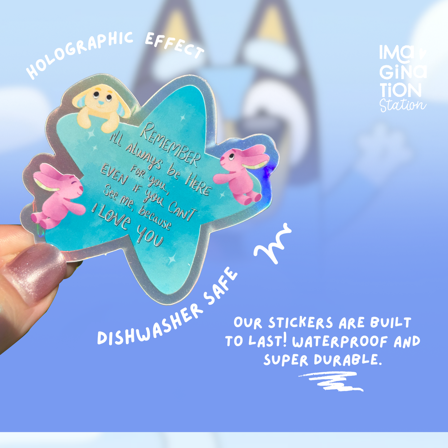 Bluey Quote Sticker | Holographic Star Vinyl Decal | Inspirational Cartoon Quote | Waterproof Tumbler Laptop Sticker