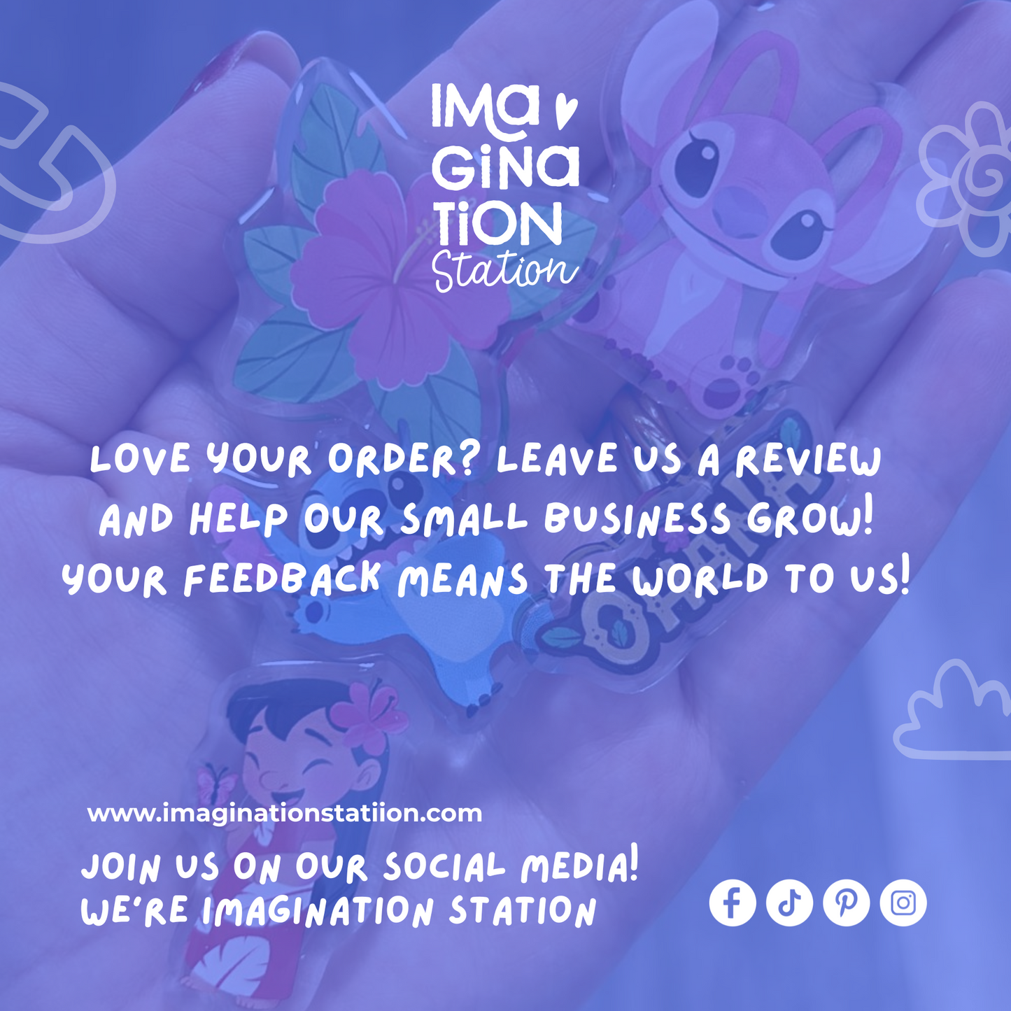 Lilo and Stitch Shoe Charms Set - Weatherproof Clear Acrylic