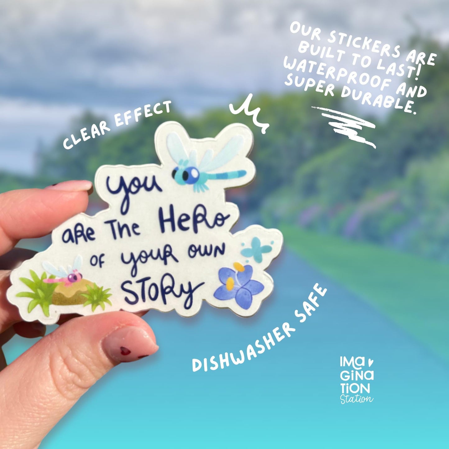 Bluey-Inspired "You're the Hero of Your Own Story" Clear Waterproof Sticker for Tumblers