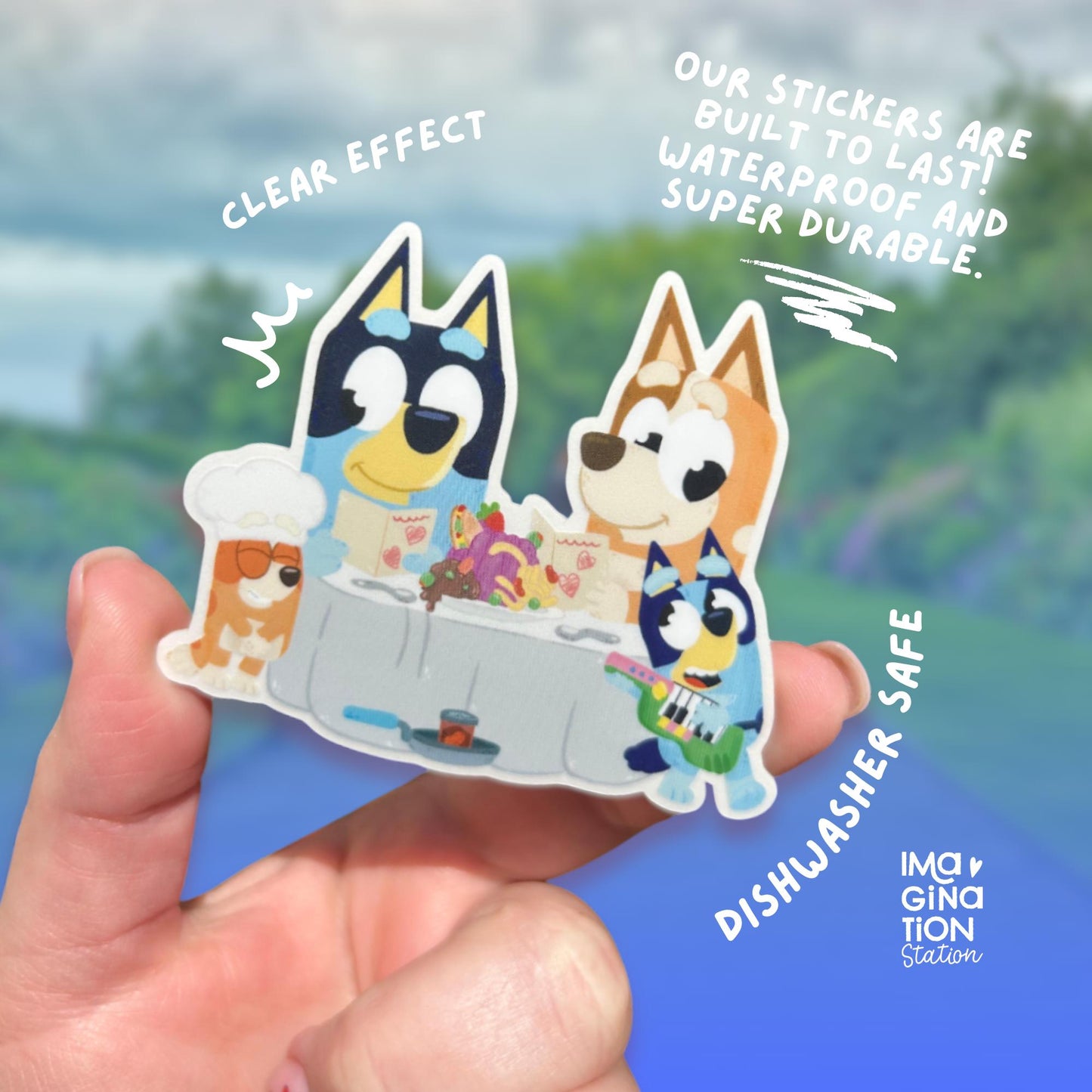 Bluey and Family Clear Glossy Sticker | Waterproof Vinyl Decal for Tumblers, Phone Cases & Laptops