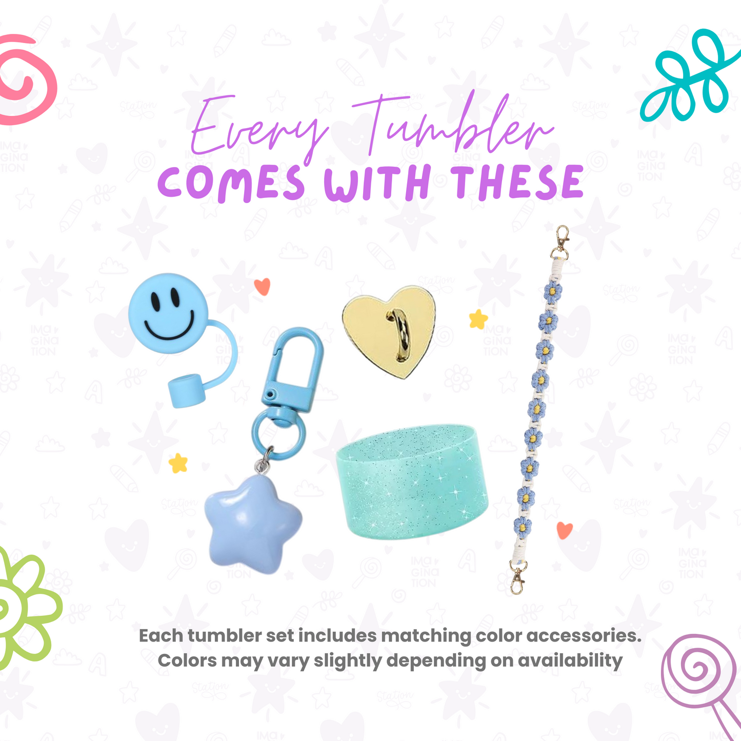 Bluey Tumbler Combo 40oz with Straw & Spring Sticker Set | Waterproof Bluey Stickers & Bonus Gift
