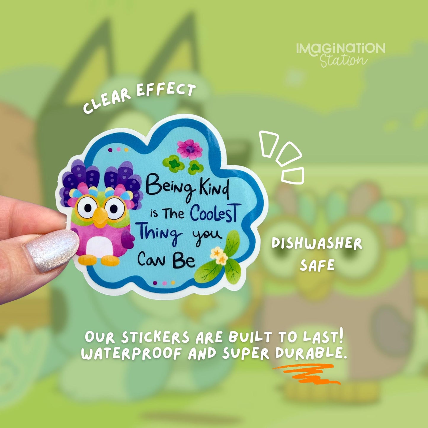 Chattermax Be Kind Bluey Vinyl Sticker – Transparent Waterproof Positive Decal