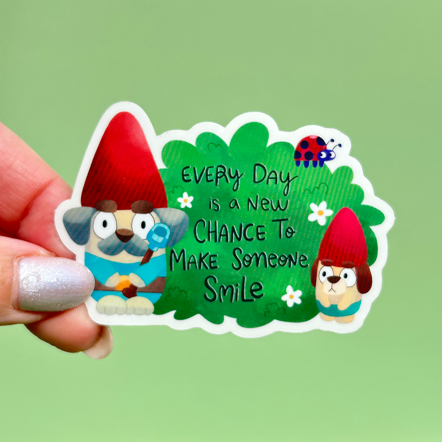Bluey Gnomes Waterproof Transparent Glossy Vinyl Sticker – Kindness Quote