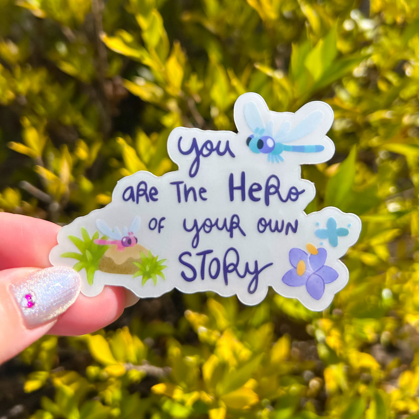 Bluey-Inspired "You're the Hero of Your Own Story" Clear Waterproof Sticker for Tumblers