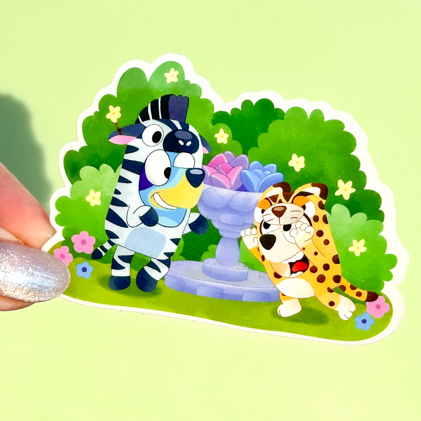 Bluey Bingo Onesies Sticker, Transparent Waterproof Vinyl, Outdoor Play Cartoon Decal, Cute Bluey Kids Laptop Water Bottle Sticker