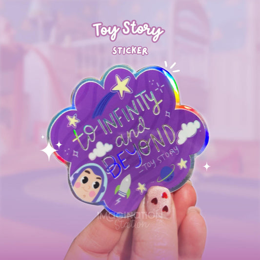 Buzz Lightyear Sticker - Holographic Toy Story Decal - Waterproof Vinyl Sticker for Tumblers, Laptops & Water Bottles