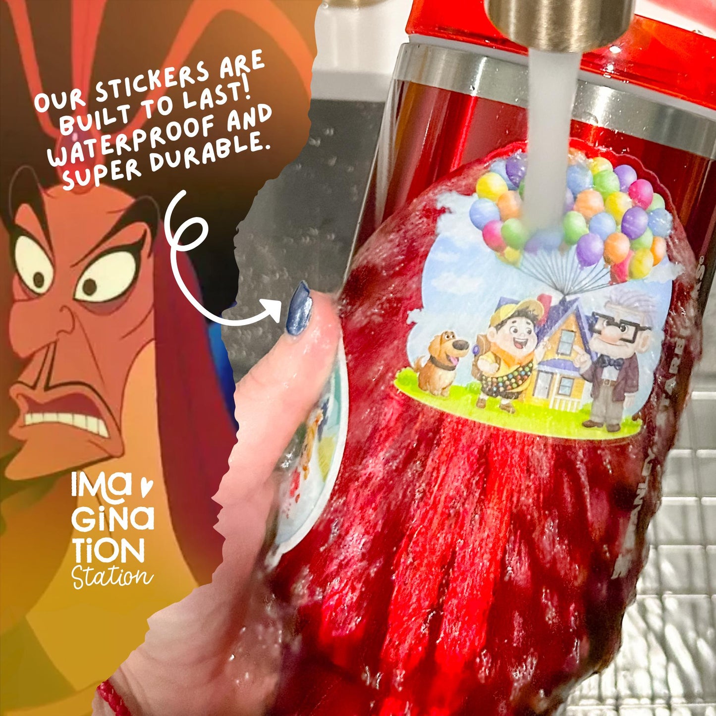 Jafar Sticker, Disney Villain Transparent Glossy Vinyl, Aladdin Movie Waterproof Sticker, Laptop Water Bottle Tumbler Notebook Phone Decal