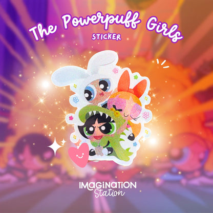 Powerpuff Girls Sticker – Pixie Dust Glossy Retro Cartoon Vinyl Decal for Laptop, Water Bottle & Journal