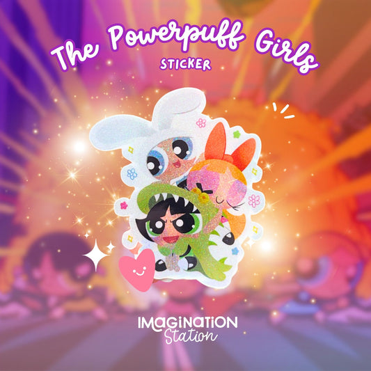 Powerpuff Girls Sticker – Pixie Dust Glossy Retro Cartoon Vinyl Decal for Laptop, Water Bottle & Journal