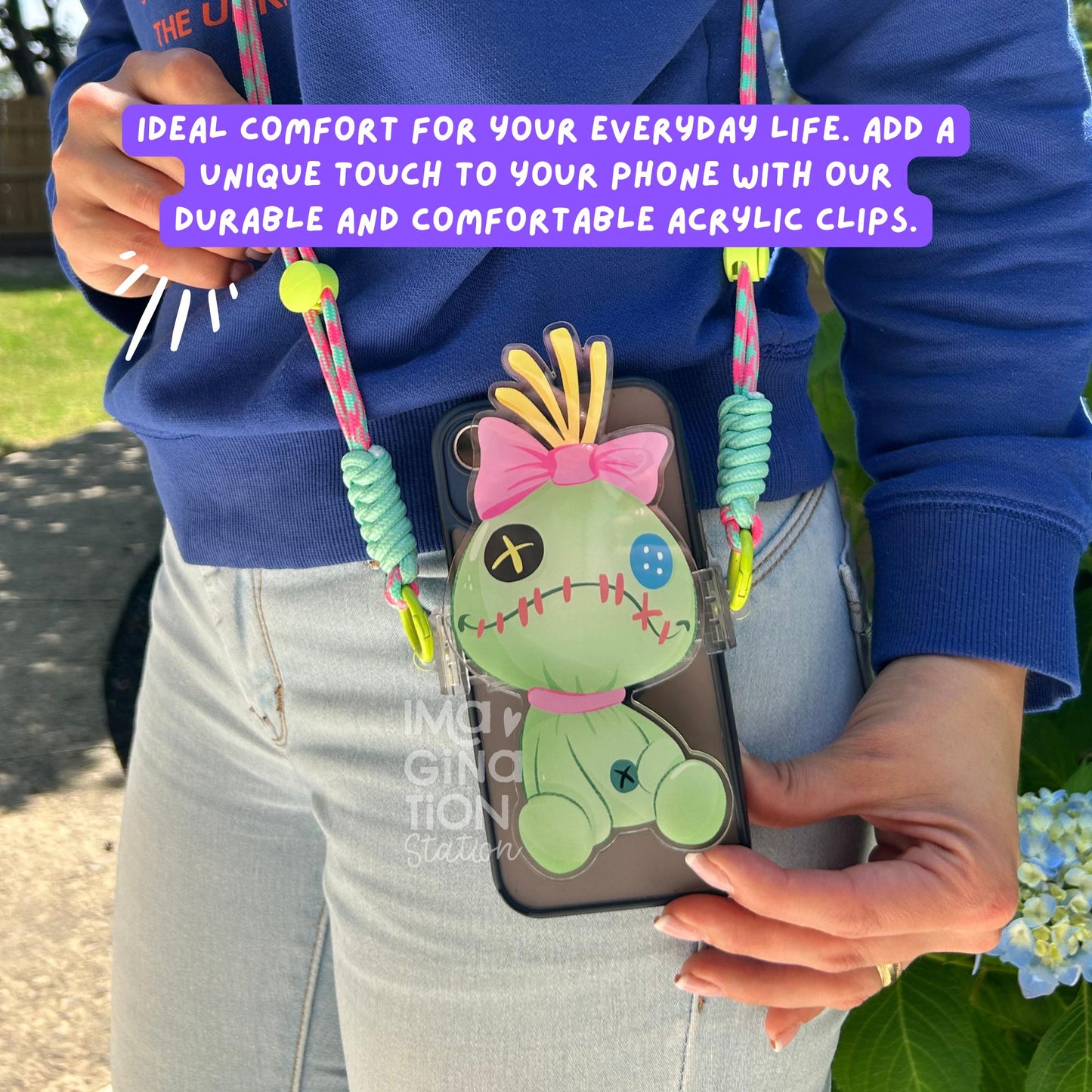 Scrump-Inspired Phone Clip with Lanyard – Cute Acrylic Disney Stitch Accessory