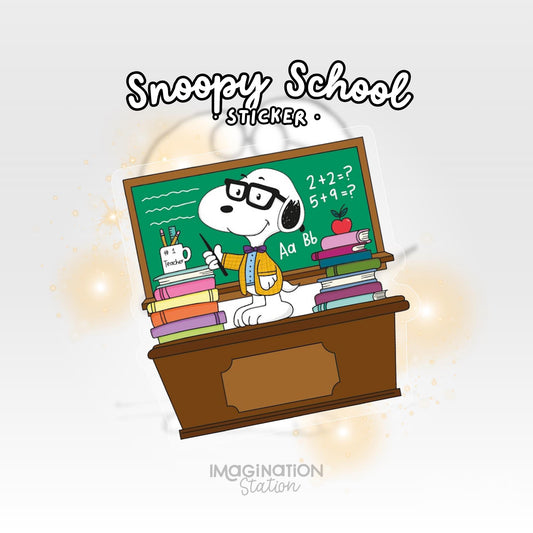 Snoopy Teacher Sticker, Glitter Glossy Waterproof Vinyl, Cute Peanuts Beagle Chalkboard Teacher Appreciation Gift, Laptop Water Bottle School Sticker