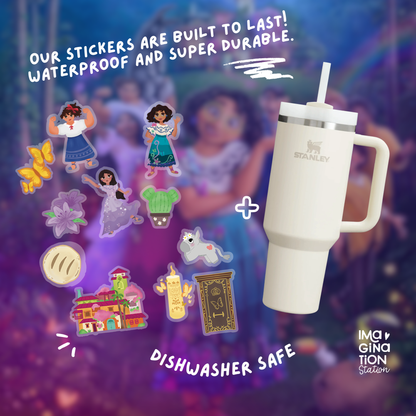 Encanto Tumbler Sticker Set for 40oz Cup Decor Waterproof Vinyl Magical Family Decal Gift Bundle with Straw Disney Inspired for