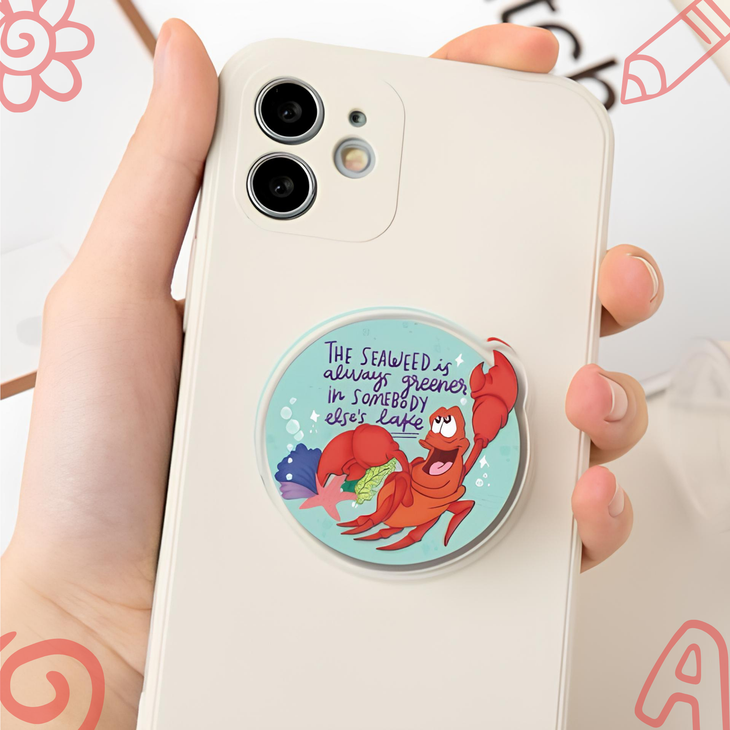 Sebastian The Little Mermaid Costume Airbag PopSocket - Disney Crab Phone Grip