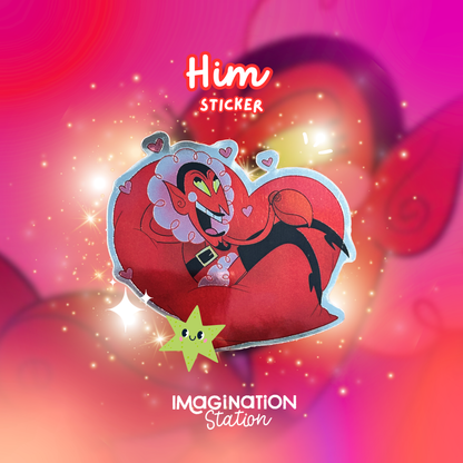 Villain Heart Mirror Sticker | Him Powerpuff Girls Vinyl | Retro Cartoon Fan Art | Sassy Kawaii Laptop Water Bottle Decal | Handmade Glossy