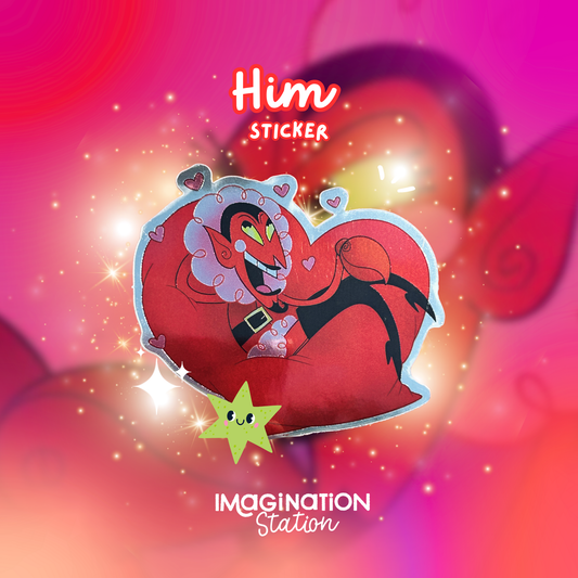 Villain Heart Mirror Sticker | Him Powerpuff Girls Vinyl | Retro Cartoon Fan Art | Sassy Kawaii Laptop Water Bottle Decal | Handmade Glossy