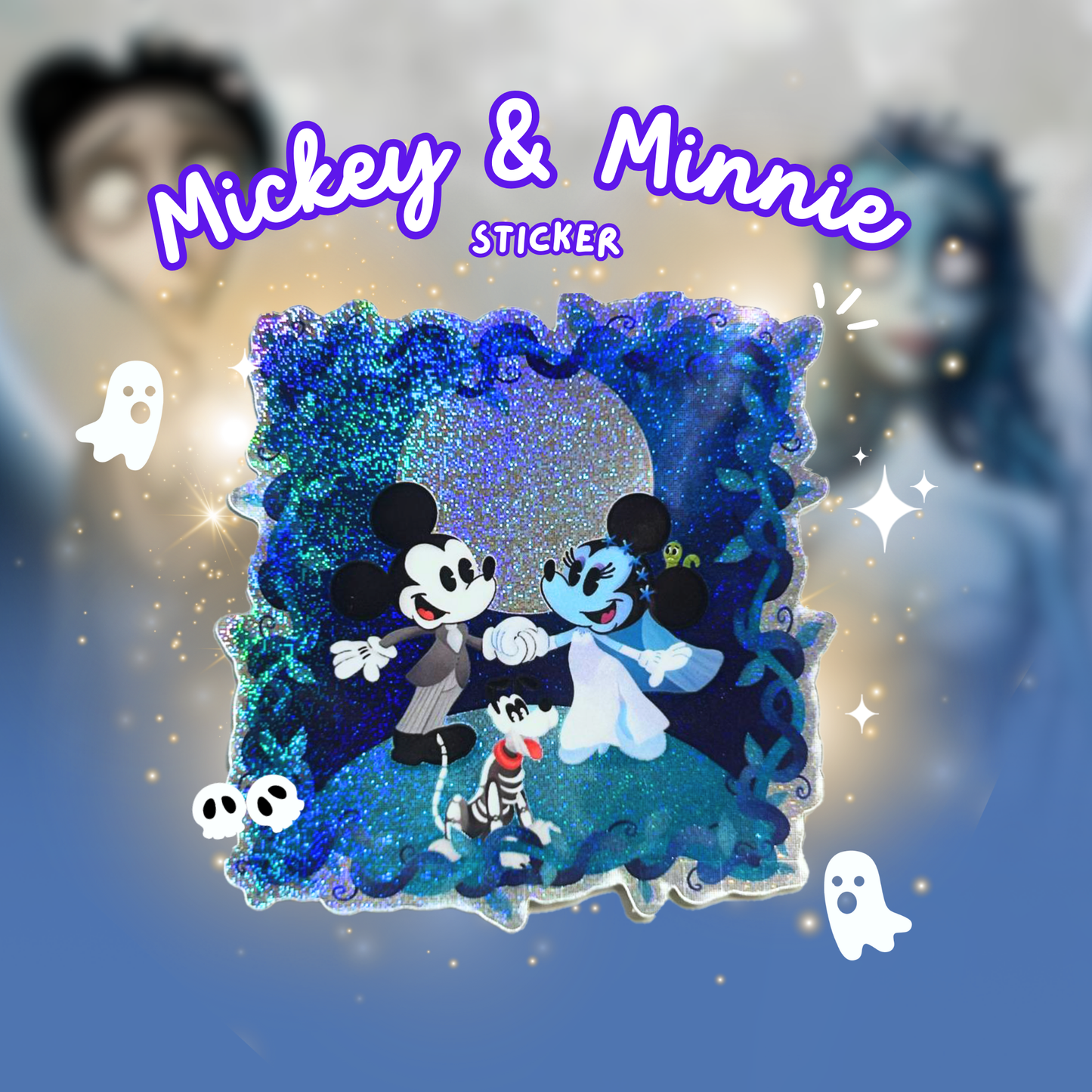 Mickey Minnie Corpse Bride Sticker | Tim Burton Disney Gothic Crossover Vinyl Decal