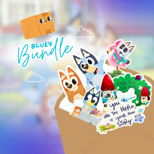 Bluey Fun Pack - 4 Stickers + Car Magnet Bundle