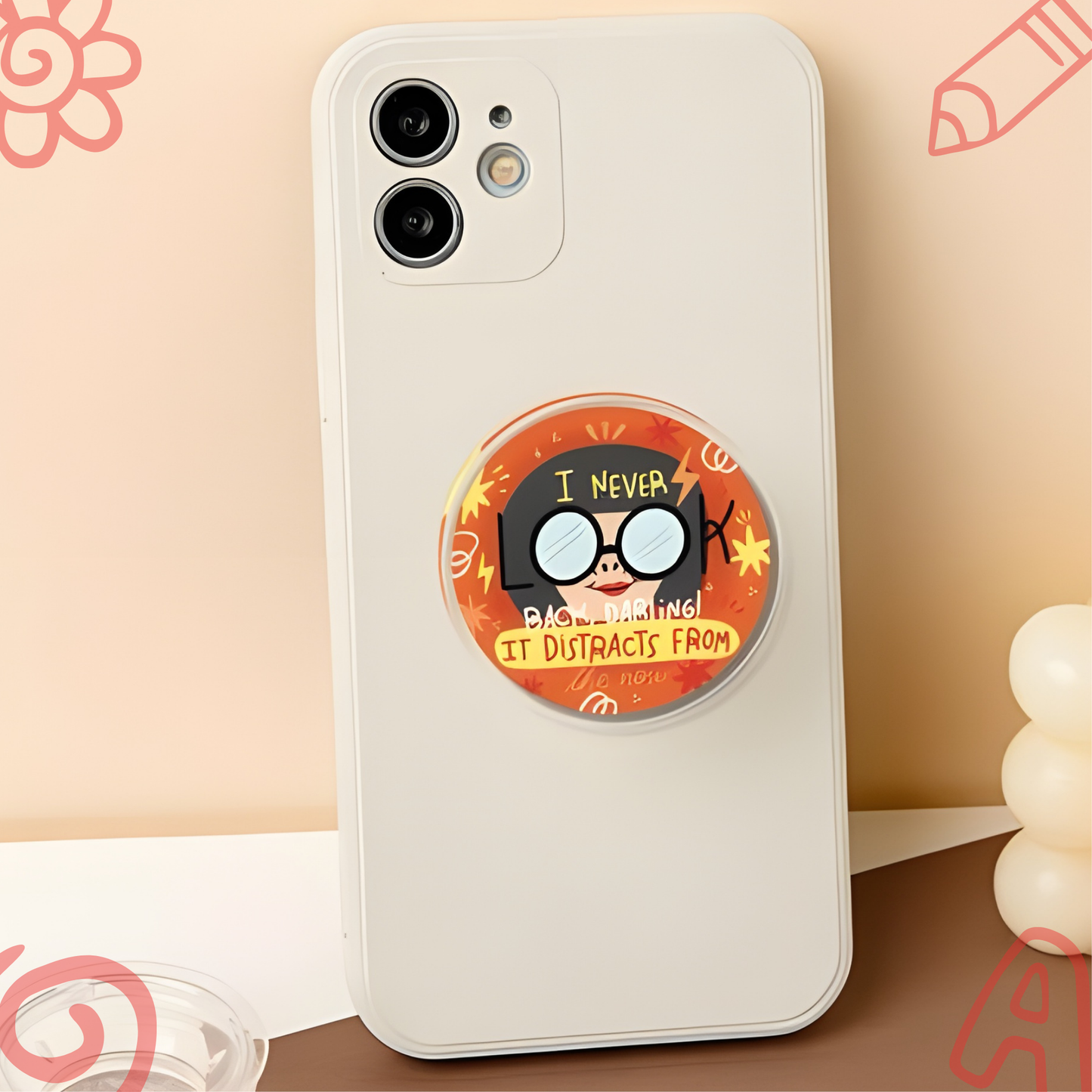 Edna Mode Costume Phone Holder - Clear Acrylic Airbag Grip - The Incredibles Inspired Phone Grip