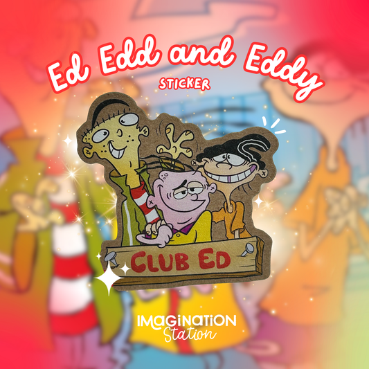 Ed Trio Kraft Paper Sticker | Retro Cartoon Squad Decal | Uncoated Vintage Look | 90s Nostalgic Fan Art