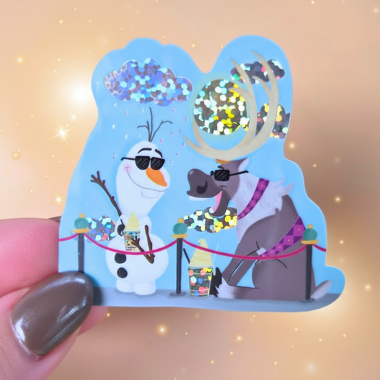 Card with cartoon characters on a blue background