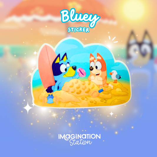 Bluey Bingo Beach Day Stickers | Clear Vinyl Sister Adventure Decal