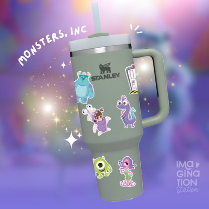Personalized Monsters, Inc Tumbler & Waterproof  Sticker Duo – Stylish and Fun 2-Pack