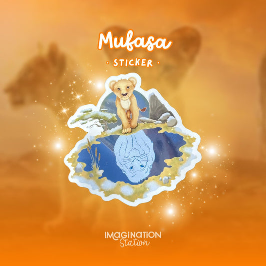 Mufasa Mirror Vinyl Sticker – Waterproof Reflective Disney Lion King Decal for Tumblers, Laptops, Cars
