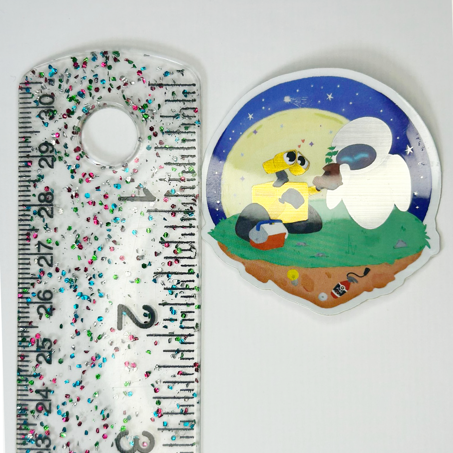 WALL·E and Eve Sticker - Waterproof Brushed Aluminium Matte Effect