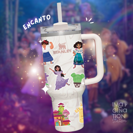Encanto Tumbler Sticker Set for 40oz Cup Decor Waterproof Vinyl Magical Family Decal Gift Bundle with Straw Disney Inspired for