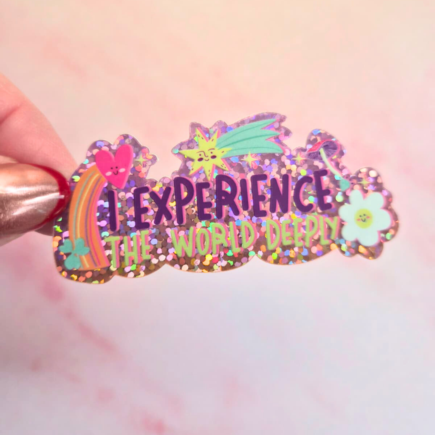 Custom Cute Inspirational Quote Sticker - Waterproof Glitter Glossy Effect