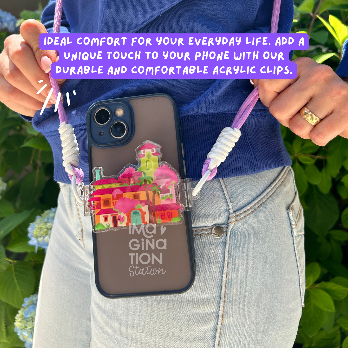 Encanto House Custom Acrylic Phone Clip with Lanyard - Disney Casita Madrigal Phone Holder