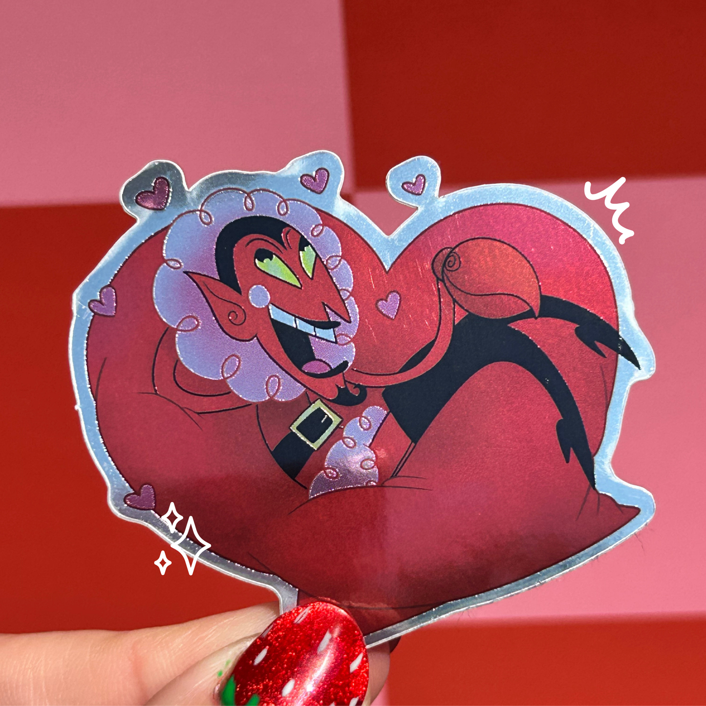 Villain Heart Mirror Sticker | Him Powerpuff Girls Vinyl | Retro Cartoon Fan Art | Sassy Kawaii Laptop Water Bottle Decal | Handmade Glossy