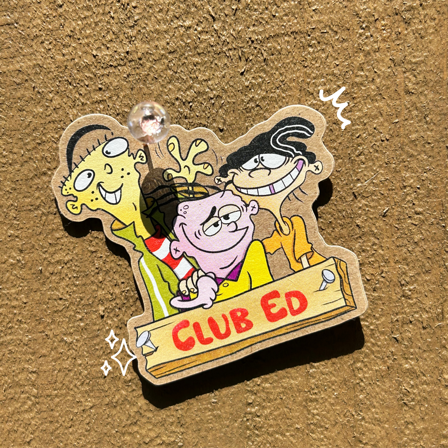 Ed Trio Kraft Paper Sticker | Retro Cartoon Squad Decal | Uncoated Vintage Look | 90s Nostalgic Fan Art