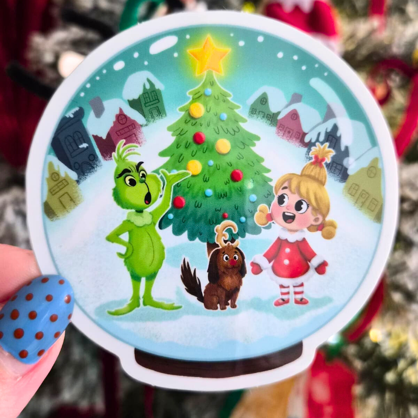Grinch and Cindy Lou Who - Waterproof Glossy Effect Sticker