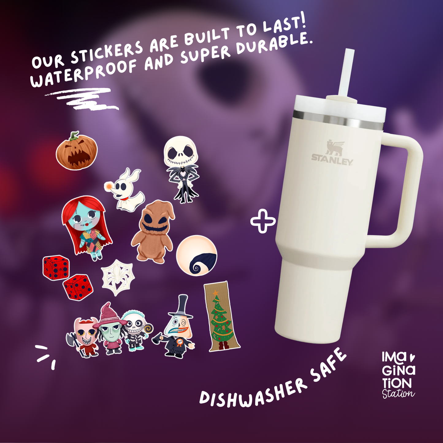 Nightmare Before Christmas Tumbler Set - Disney Halloween Drinkware with Stickers & Accessories