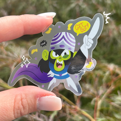 Mojo Jojo Powerpuff Sticker | Mirror Glossy Villain Decal | Retro Cartoon Vinyl | 90s Nostalgic Fan Art