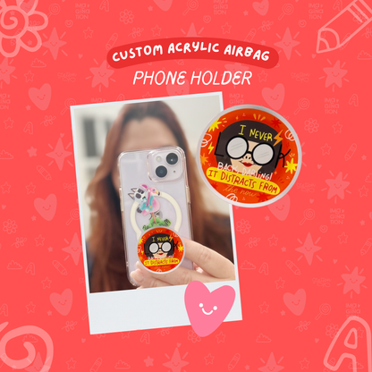 Edna Mode Costume Phone Holder - Clear Acrylic Airbag Grip - The Incredibles Inspired Phone Grip