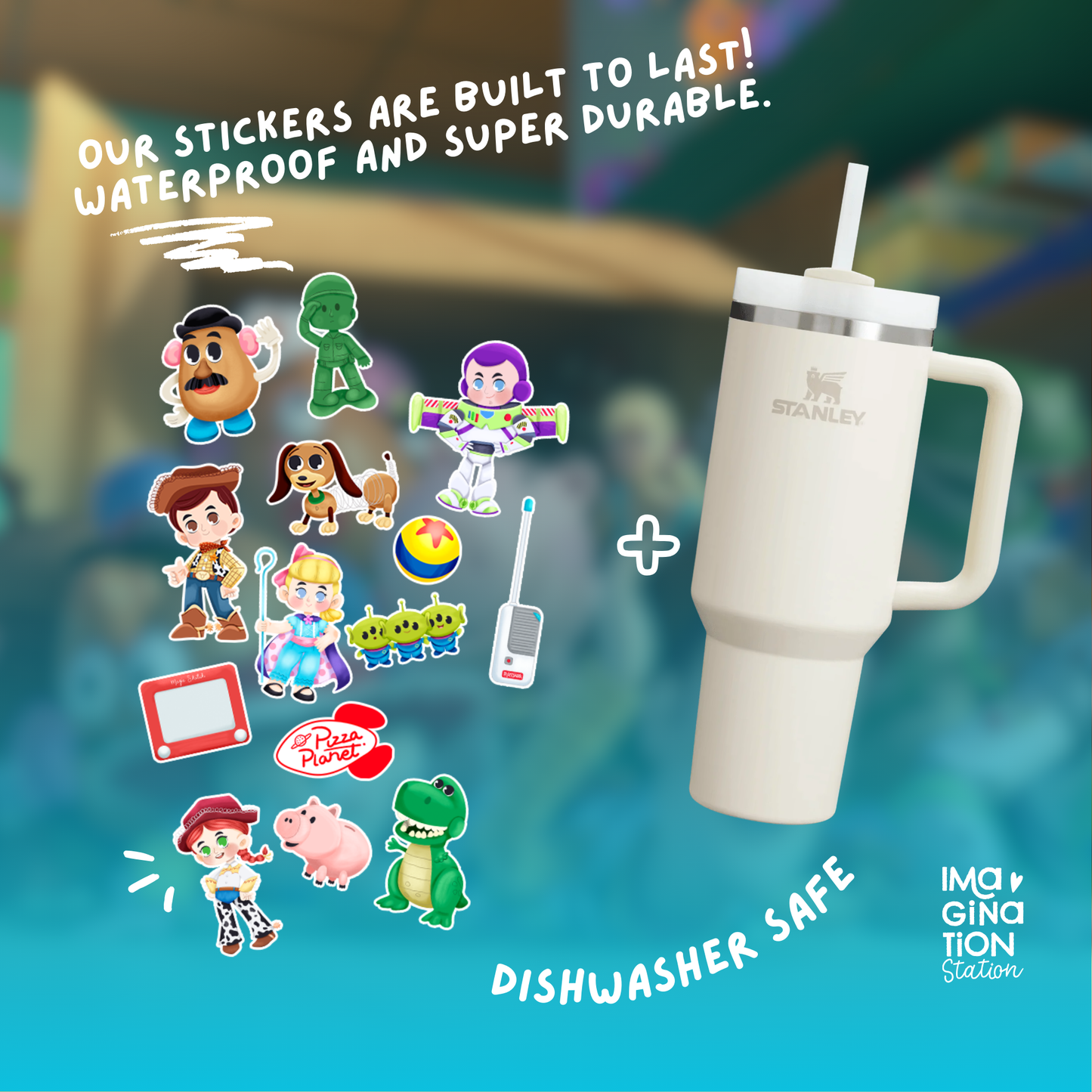 Toy Story Tumbler with Straw & Waterproof Sticker Set – Pixar Drinkware