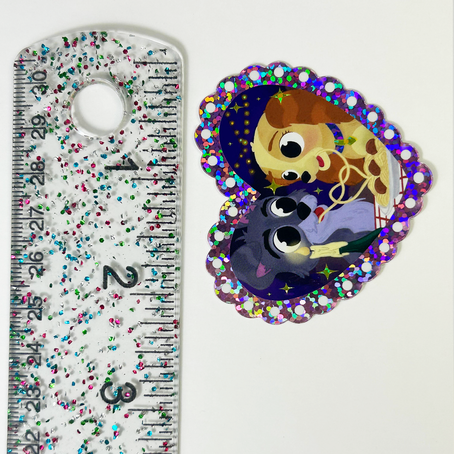 Lady & The Tramp Sticker – Waterproof Glossy Glitter Effect