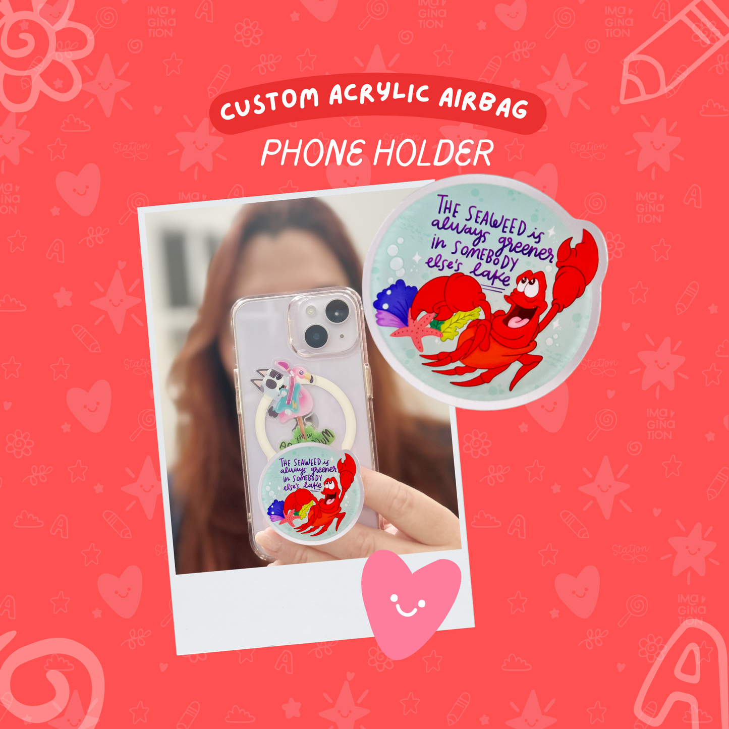 Sebastian The Little Mermaid Costume Airbag PopSocket - Disney Crab Phone Grip