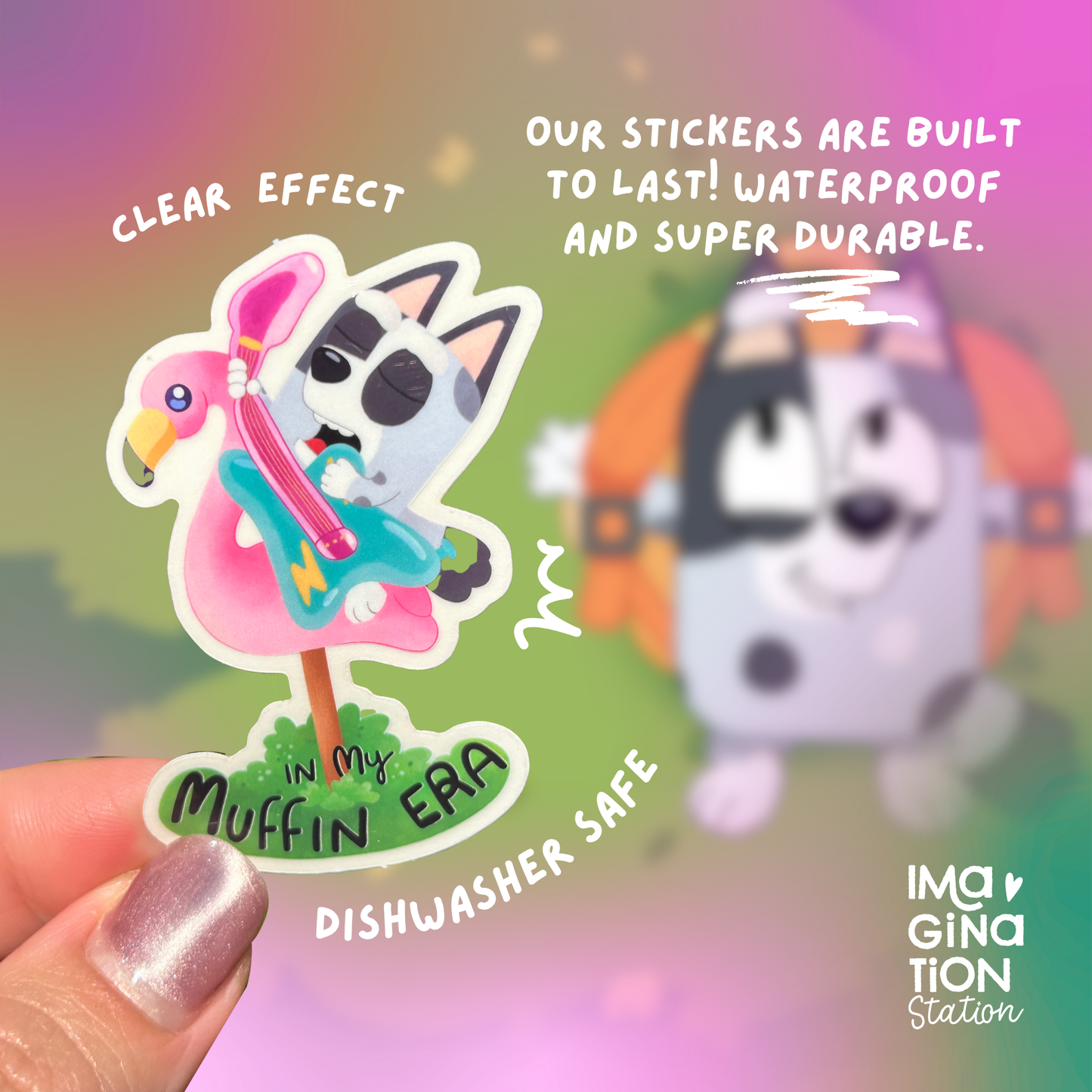 In My Muffin Era Sticker | Bluey Transparent Glossy Vinyl Decal | Funny Chaos Toddler Sticker | Waterproof Cute Bluey Fan Art